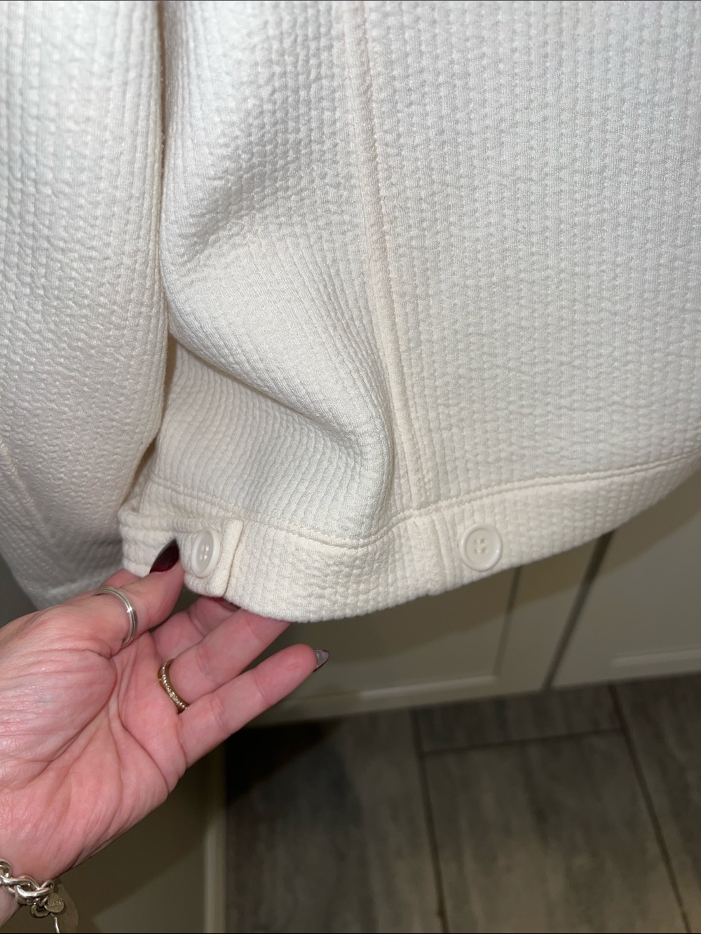 Max Studio Cream Button-Front Textured Jacket - Picture 6 of 7
